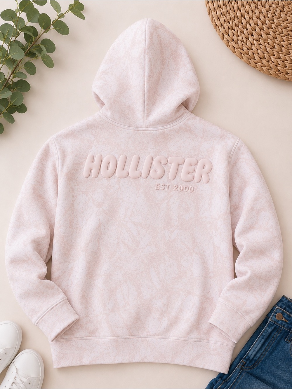 Hollister Feel Good Plush Hoodie - Light Blush Pink Oversized Comfy - Picture 2 of 2